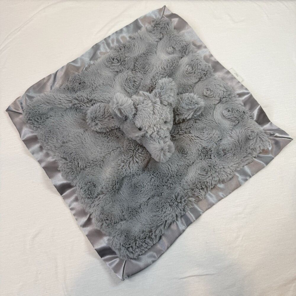 Cloud Island Security Baby Blanket Grey Satin Back Elephant Lovey toy 12” X 12”